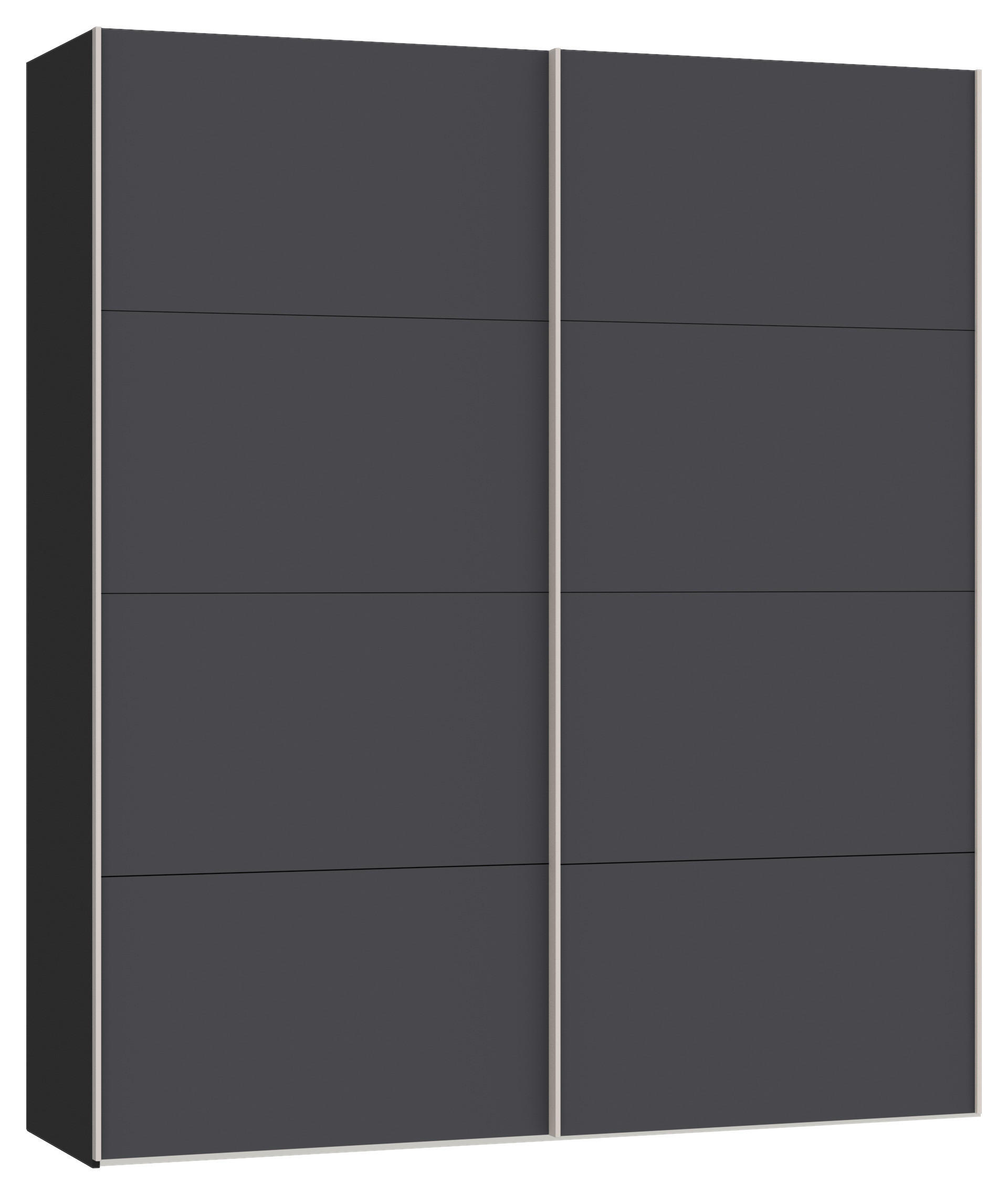 SCHWEBETÜRENSCHRANK 203/236/65 cm 2-türig Anthrazit, Schwarz  - Edelstahlfarben/Anthrazit, Design, Holzwerkstoff (203/236/65cm) - Boxxx