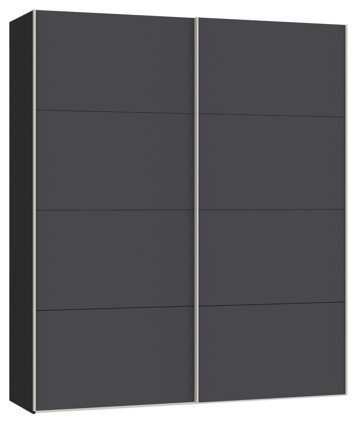 SCHWEBETÜRENSCHRANK 203/236/65 cm 2-türig Anthrazit, Schwarz  - Edelstahlfarben/Anthrazit, Design, Holzwerkstoff (203/236/65cm) - Boxxx