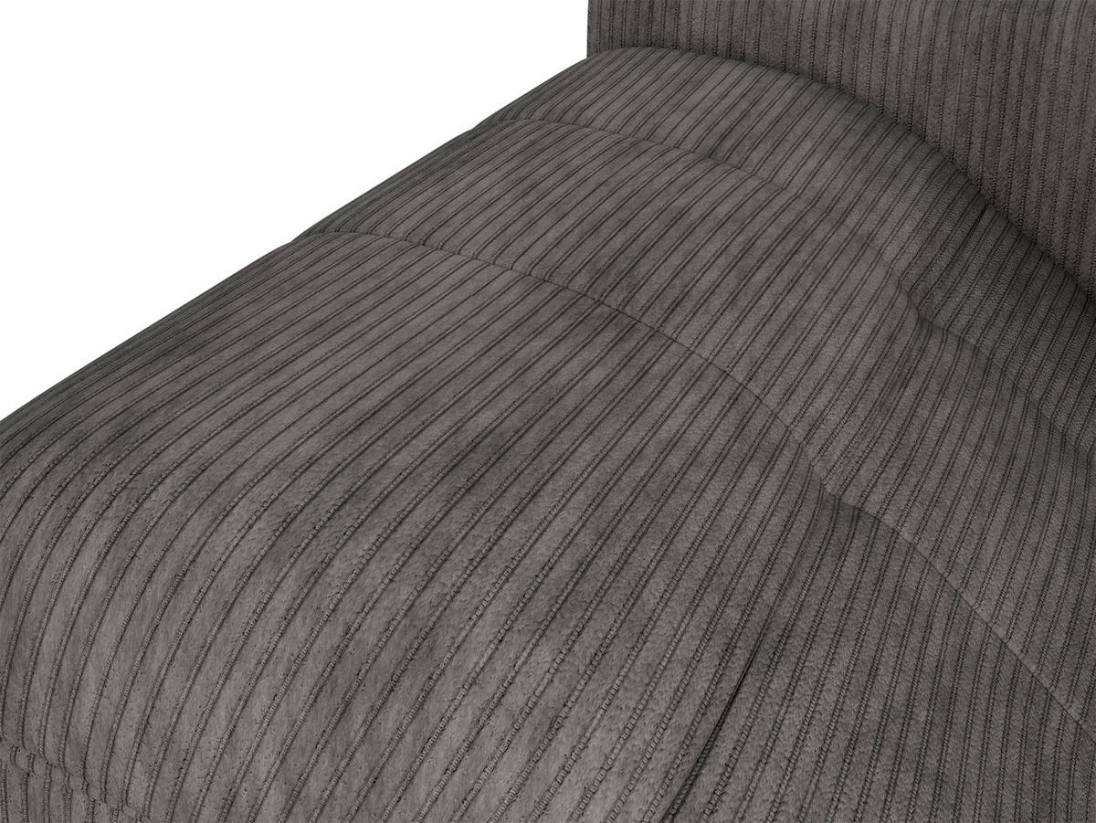 ECKSOFA Dunkelgrau Cord  - Dunkelgrau/Schwarz, Design, Kunststoff/Textil (177/276cm) - MID.YOU