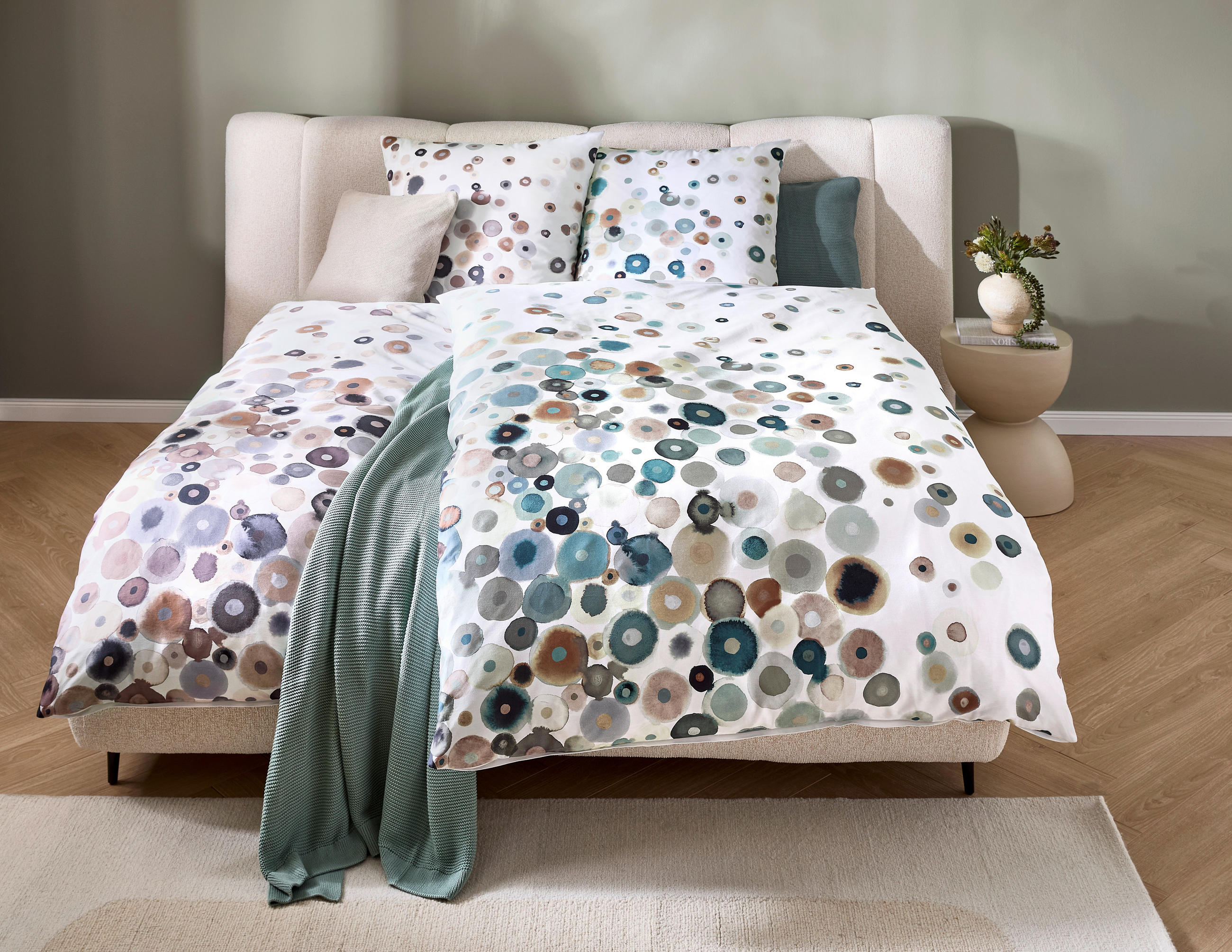 BETTWÄSCHE 155/220 cm  - Salbeigrün, Design, Textil (155/220cm) - Janine