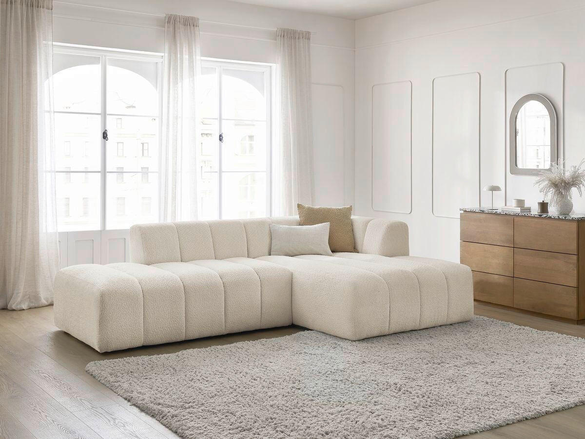 ECKSOFA  ANNECY Beige Bouclé  - Beige/Schwarz, MODERN, Kunststoff/Textil (262/170cm)