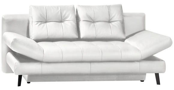 SCHLAFSOFA in Echtleder Weiß  - Schwarz/Weiß, Design, Leder/Metall (209/94/94cm) - Novel