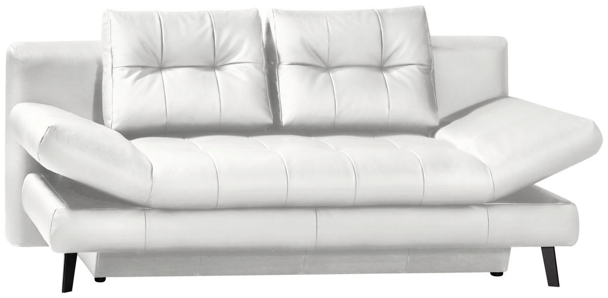 SCHLAFSOFA in Echtleder Weiss  - Weiss/Schwarz, Design, Leder/Metall (209/94/94cm) - Novel