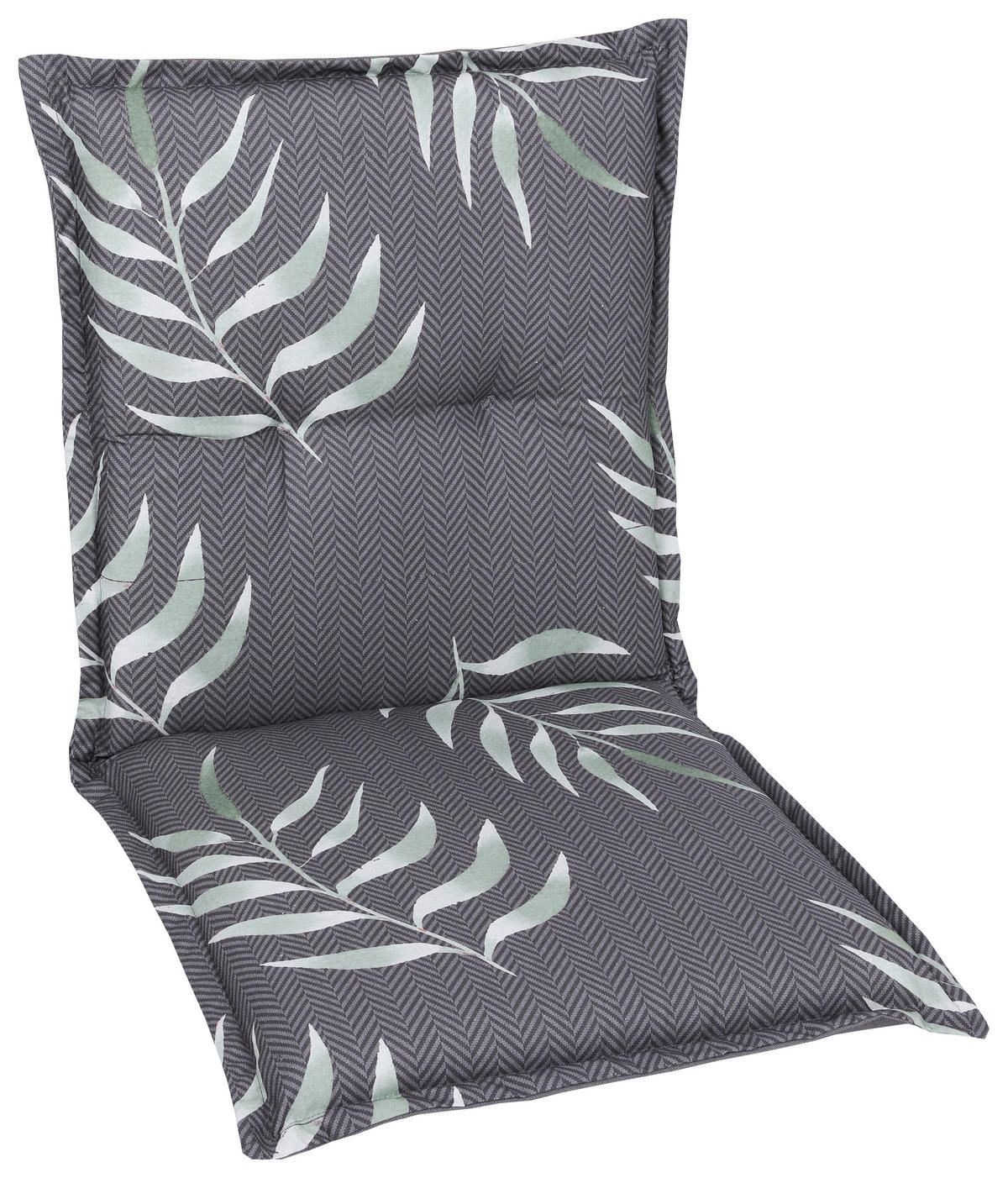 SESSELAUFLAGE Blätter  - Anthrazit/Grün, Basics, Textil (50/100cm)