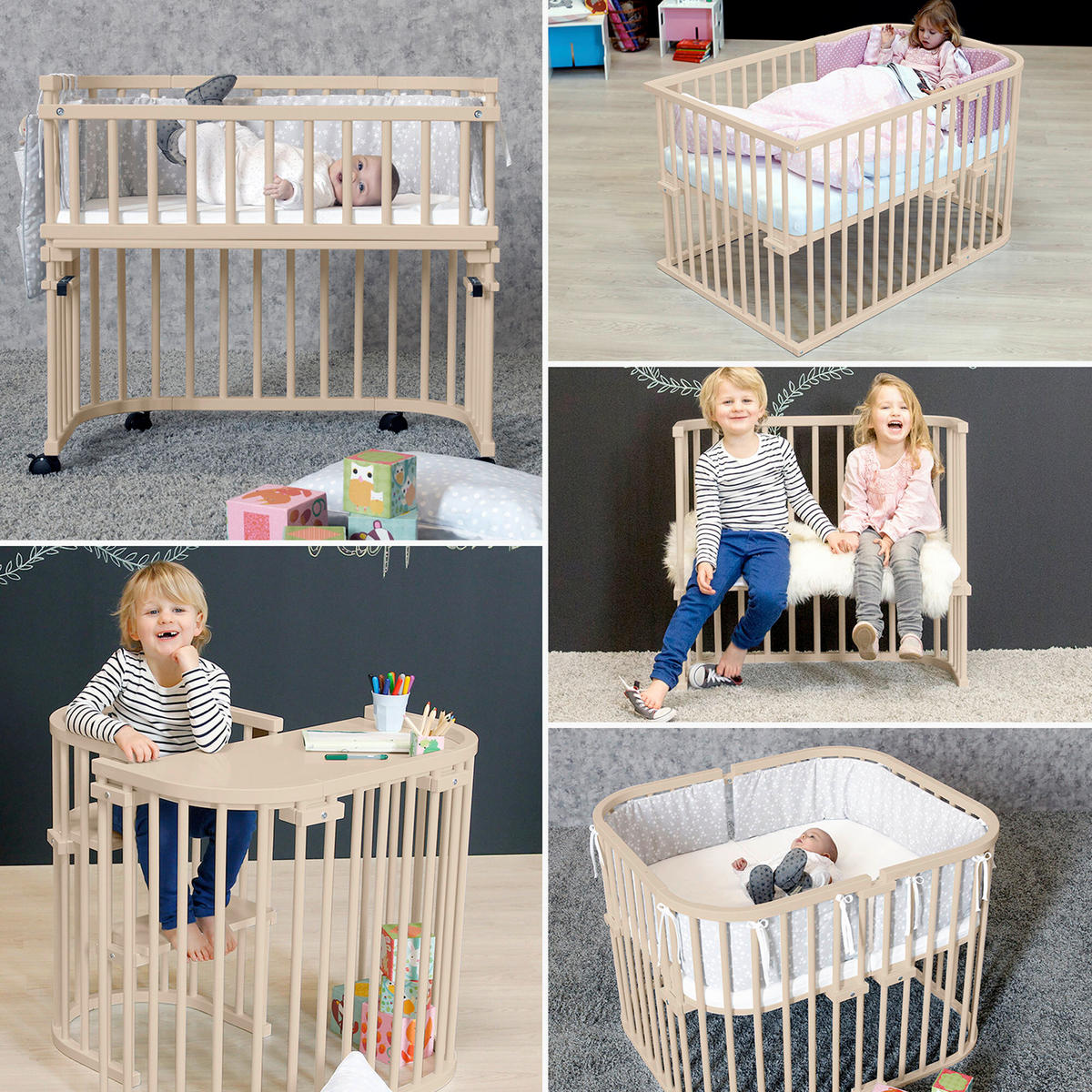 BEISTELLBETT 87/46/79 cm  - Beige, Basics, Holz (87/46/79cm) - Babybay