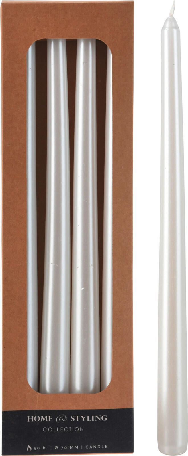SADA DLOUHÝCH SVÍČEK - bílá, Basics, přírodní materiály (9,4/2,6/30,6cm)