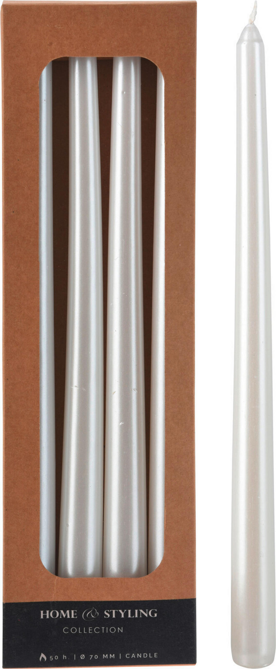 SADA DLHÝCH SVIEČOK - biela, Basics, prírodné materiály (9,4/2,6/30,6cm)