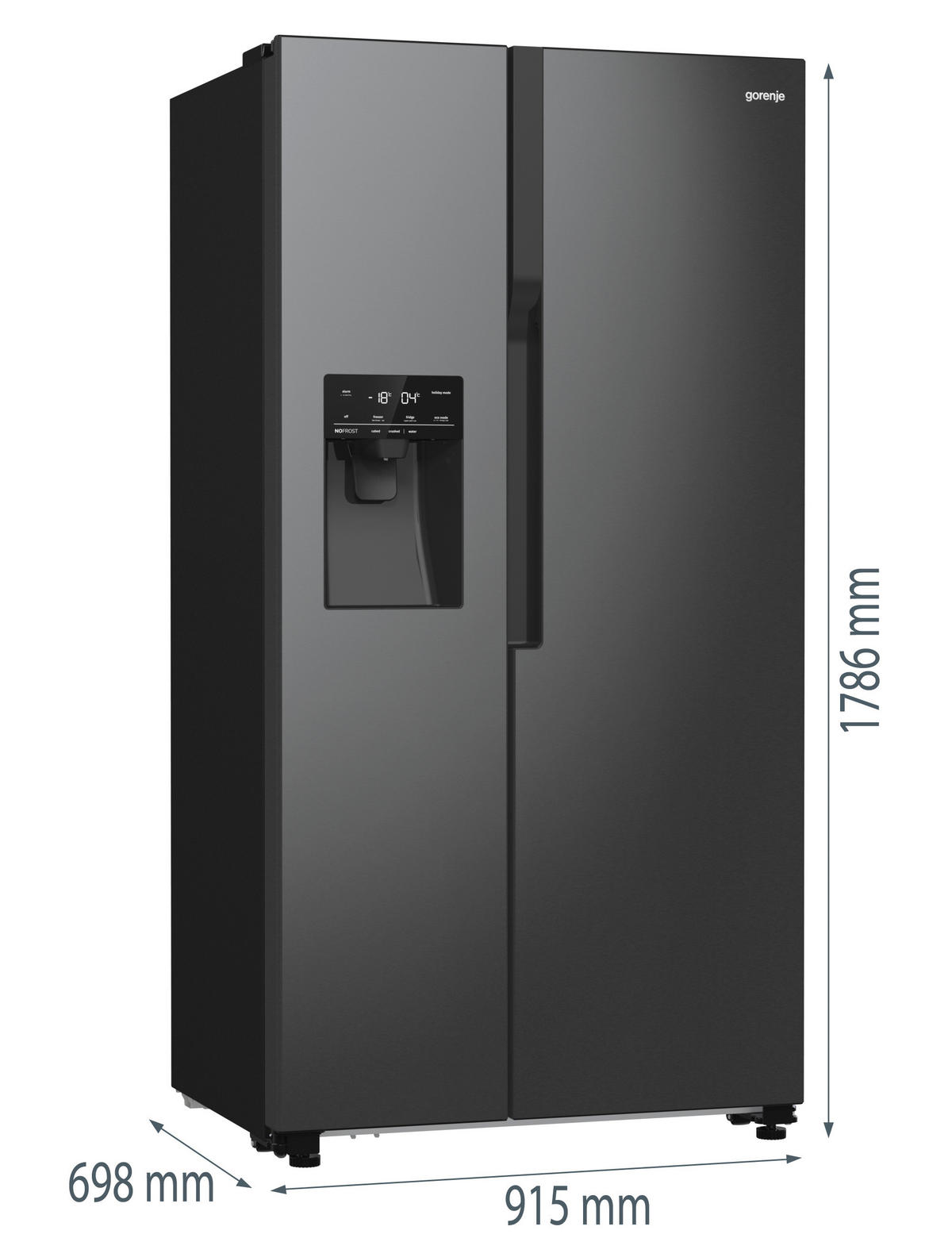 SIDE-BY-SIDE 91,5/178,6/69,8 cm NRR9185ESBXL  - Schwarz, Basics, Glas/Kunststoff (91,5/178,6/69,8cm) - Gorenje