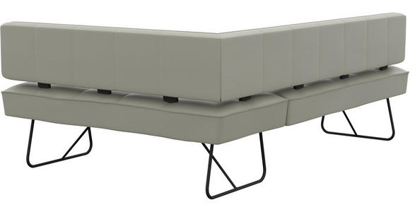 ECKBANK 227/165 cm  in Hellgrau  - Hellgrau/Schwarz, Design, Leder/Metall (227/165cm) - Moderano