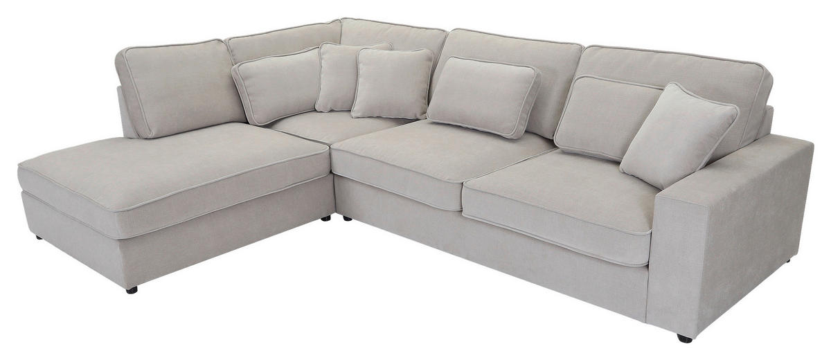 ECKSOFA  in Flachgewebe Grau Zierkissen, Rückenkissen, Rücken echt  228/307 cm  - Schwarz/Grau, MODERN, Kunststoff/Textil (228/307cm) - Carryhome