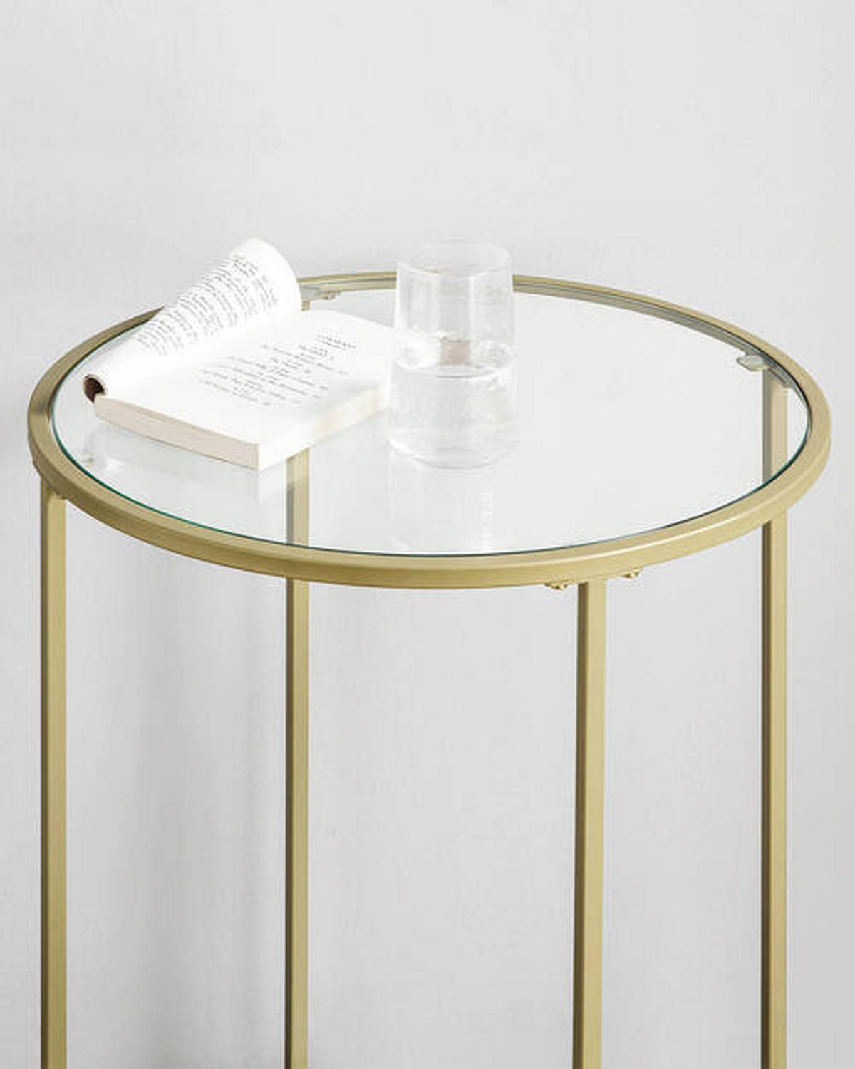 BEISTELLTISCH in Metall, Glas 50/50/55 cm  - Goldfarben, Trend, Glas/Metall (50/50/55cm) - Boxxx
