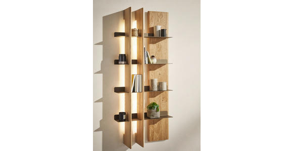 WANDPANEEL Bronzefarben, Wildeiche  74,9/167,6/25 cm  - Wildeiche/Bronzefarben, Natur, Holz/Metall (74,9/167,6/25cm) - Valnatura