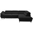 ECKSOFA in Webstoff Schwarz  - Schwarz, Design, Textil/Metall (280/235cm) - Hom`in