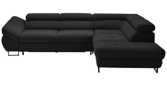 ECKSOFA in Webstoff Schwarz  - Schwarz, Design, Textil/Metall (280/235cm) - Hom`in