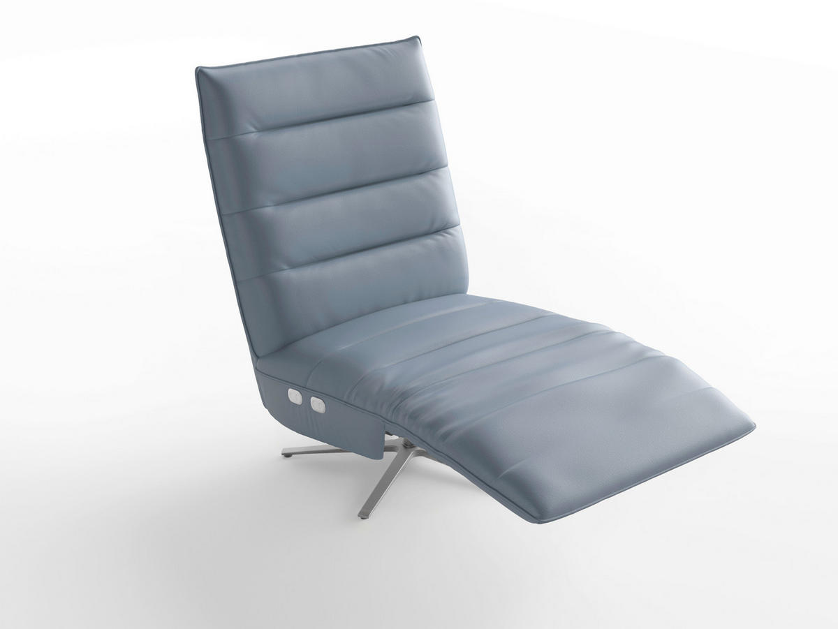 RELAXSESSEL Leder Graublau  - Graublau/Silberfarben, Basics, Leder/Metall (80/109/98cm) - Sit & More