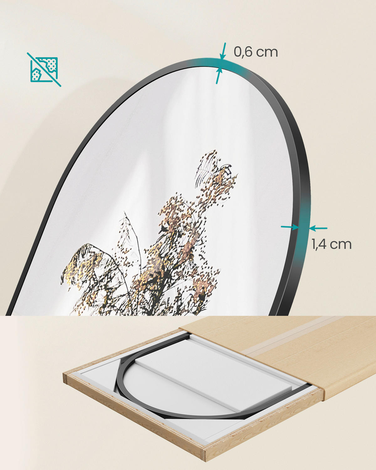 STANDSPIEGEL 40/150/29 cm  - Schwarz, Trend, Glas/Metall (40/150/29cm) - Boxxx