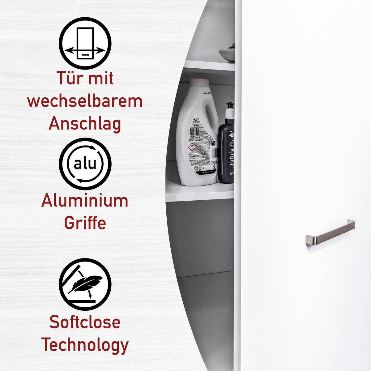 HAUSWIRTSCHAFTSRAUM 134/208/68 cm  in Weiß  - Weiß, MODERN, Holzwerkstoff (134/208/68cm) - home24