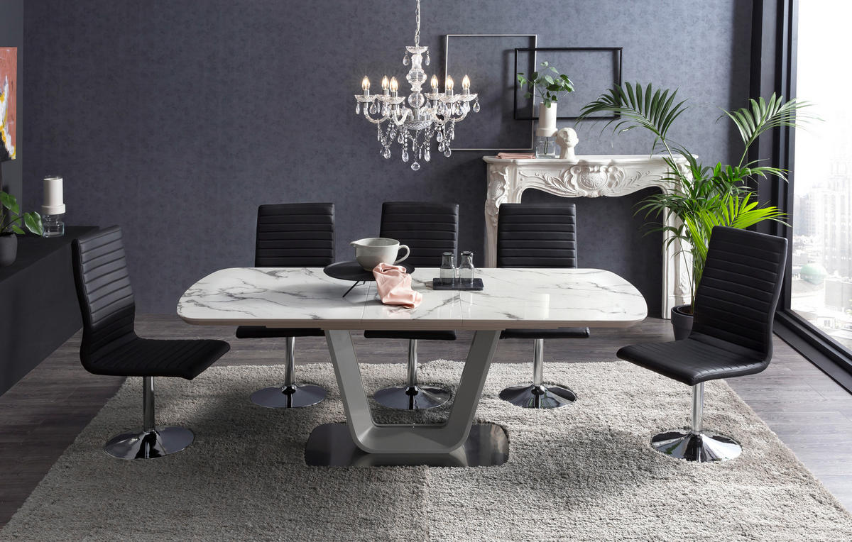 ESSTISCH in Glas, Holzwerkstoff 160-200/90/76 cm  - Graphitfarben/Weiß, MODERN, Glas/Holzwerkstoff (160-200/90/76cm) - Livetastic