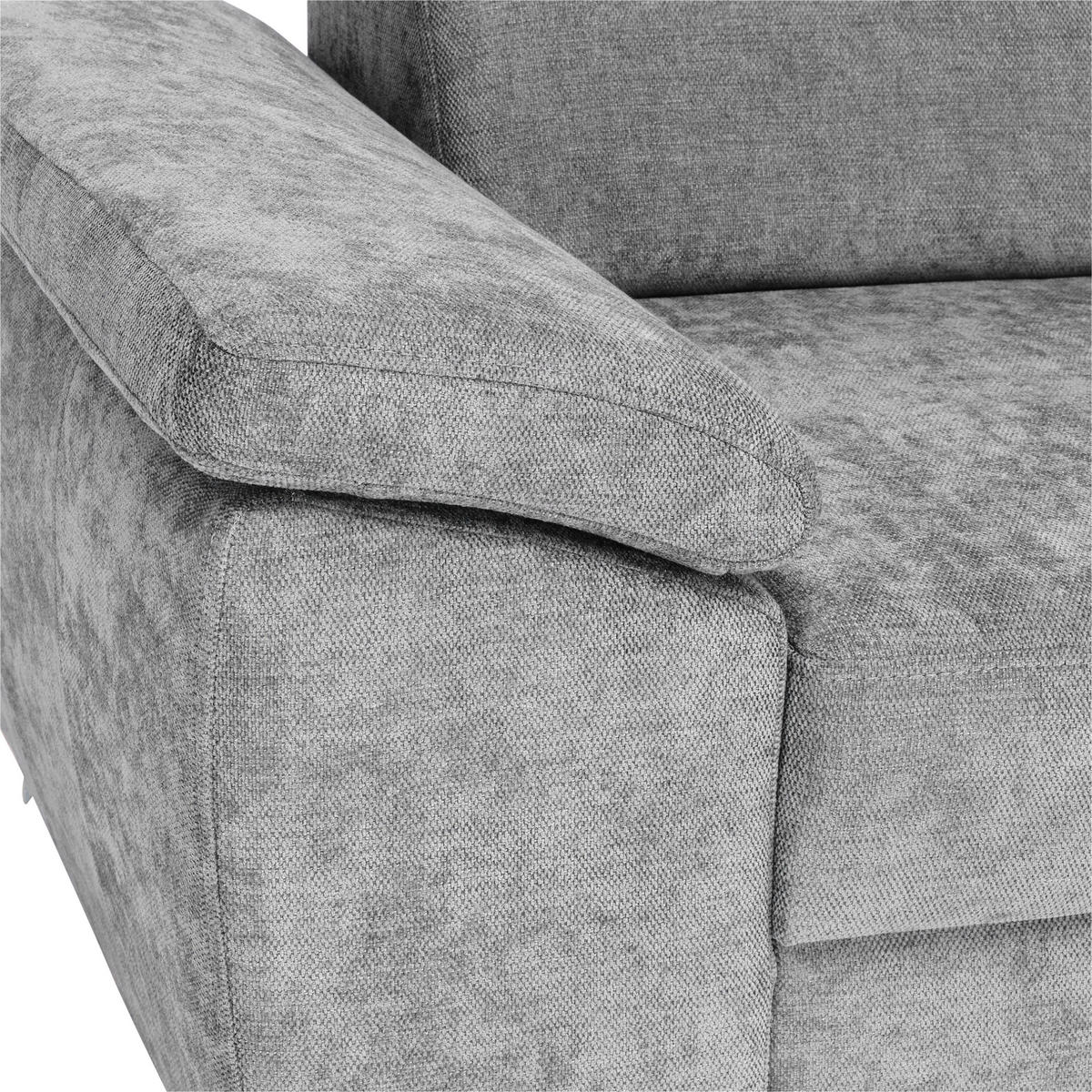 Ecksofa Grau Chenille  - Chromfarben/Grau, MODERN, Textil/Metall (270/230cm) - MID.YOU