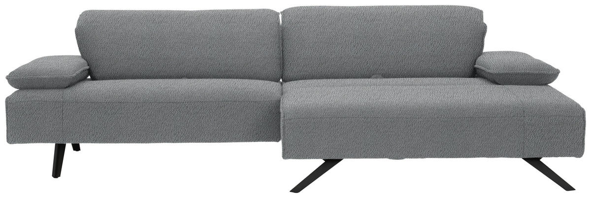 ECKSOFA in Flachgewebe Hellgrau  - Anthrazit/Hellgrau, Design, Textil/Metall (280/165cm) - Johann Jakob
