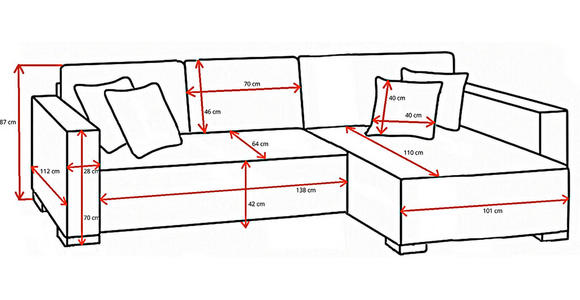 ECKSOFA  in Cord Rosa  - Braun/Rosa, KONVENTIONELL, Holz/Textil (293/160cm) - Carryhome