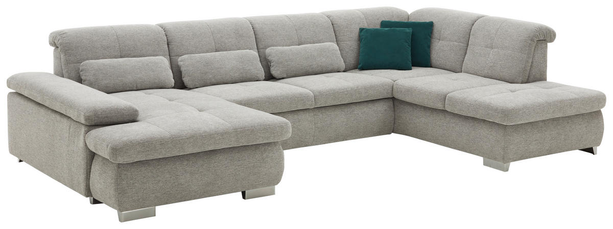 KUTNA GARNITURA tekstil  boje aluminija   - boje kroma/boje aluminija, Moderno, tekstil (174/337/210cm) - Beldomo Style