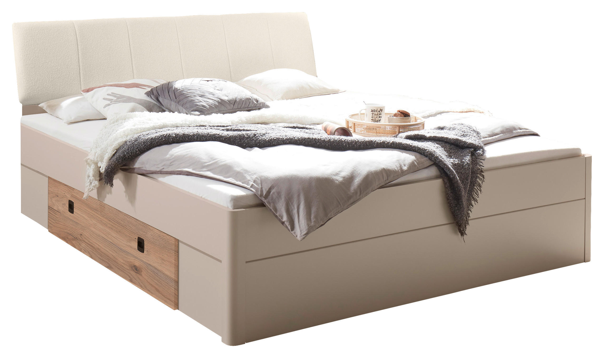 STAURAUMBETT 180/200 cm,  in Eichefarben, Kaschmir,  - Kaschmir/Eichefarben, Trend, Holzwerkstoff (180/200cm) - Boxxx