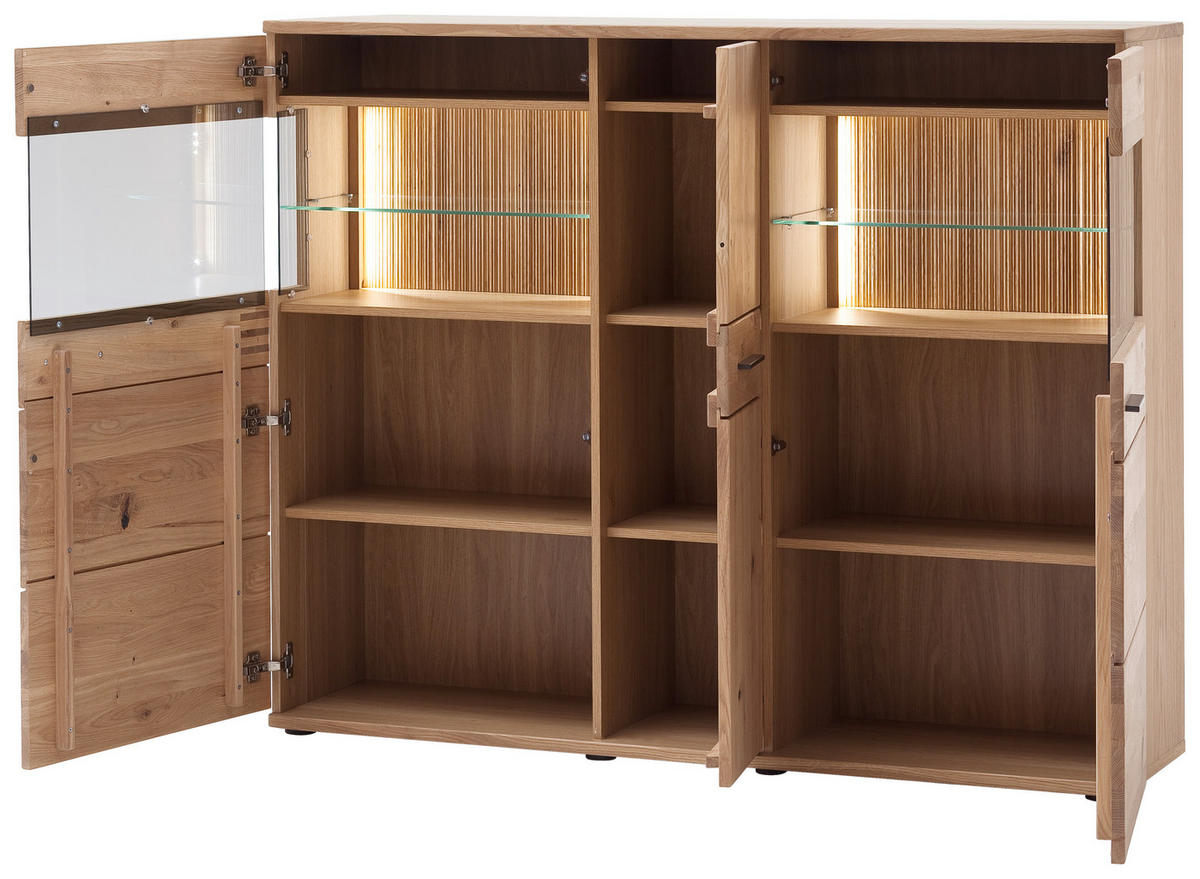 HIGHBOARD  150/121/37 cm  - Eichefarben/Anthrazit, Design, Glas/Holz (150/121/37cm) - Livetastic