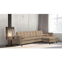 ECKSOFA VANCOUVER in Mikrofaser Hellbraun Zierkissen, Rückenkissen  240/169 cm  - Hellbraun/Braun, Design, Holz/Textil (240/169cm) - P & B