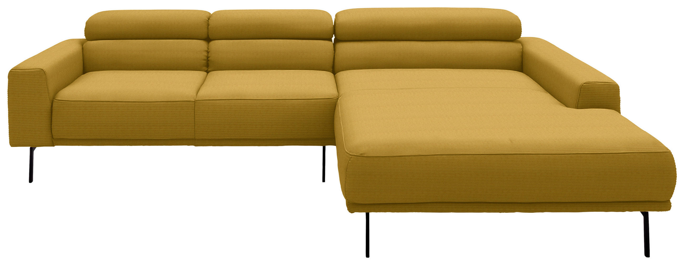 ECKSOFA Cord Goldfarben  - Goldfarben/Schwarz, Design, Textil/Metall (293/215-217cm) - Schöner Wohnen