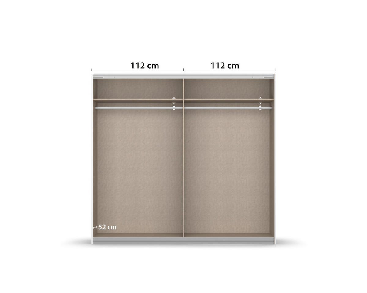 GARDEROB MED SKJUTDÖRRAR 226/210/62 cm 2-dörrar - ek Artisan/grå, Modern, metall/trämaterial (226/210/62cm) - Rauch Möbel