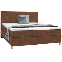 BOXSPRINGBETT 180/200 cm  in Cognac  - Chromfarben/Cognac, Konventionell, Kunststoff/Textil (180/200cm) - Voleo