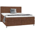 BOXSPRINGBETT 180/200 cm  in Cognac  - Chromfarben/Cognac, KONVENTIONELL, Kunststoff/Textil (180/200cm) - Voleo