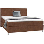 BOXSPRINGBETT 180/200 cm  in Cognac  - Chromfarben/Cognac, KONVENTIONELL, Kunststoff/Textil (180/200cm) - Voleo