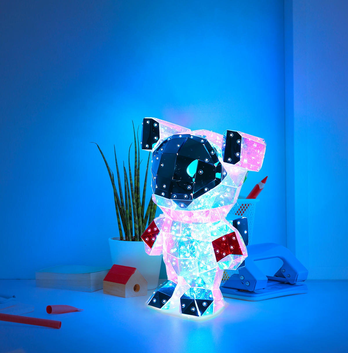 LED-TISCHLEUCHTE - Blau/Klar, Design, Kunststoff (20,5/16,5/31cm)