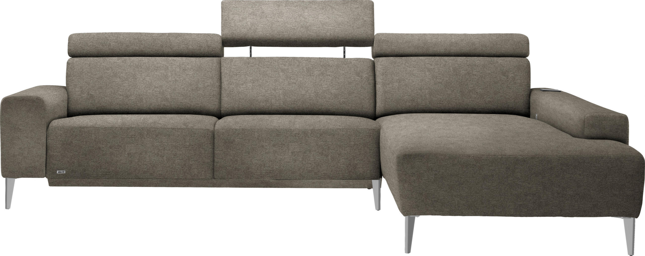 ECKSOFA Schlammfarben Chenille  - Schlammfarben/Alufarben, Design, Textil (288/205cm) - Sedda