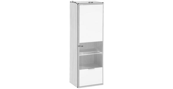HÄNGEVITRINE in Eichefarben, Weiß - Edelstahlfarben/Eichefarben, Design, Glas/Holzwerkstoff (41/121/32cm) - Hom`in