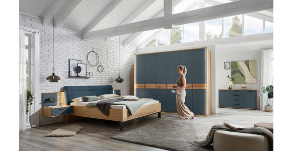 BETTANLAGE 180/200 cm  in Blau, Eichefarben  - Blau/Eichefarben, Design, Holz/Holzwerkstoff (180/200cm) - Dieter Knoll