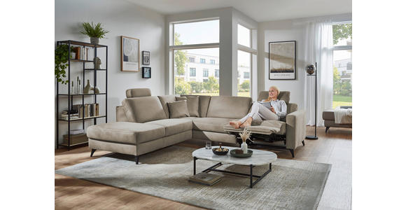 ECKSOFA Dieter Knoll Beigebraun Mikrofaser  - Beigebraun/Schwarz, Design, Textil/Metall (238/269cm) - Dieter Knoll