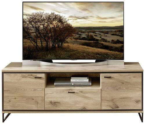 TV-ELEMENT  in 160/61/49 cm  - Eichefarben/Schwarz, Konventionell, Holzwerkstoff/Metall (160/61/49cm) - Livetastic