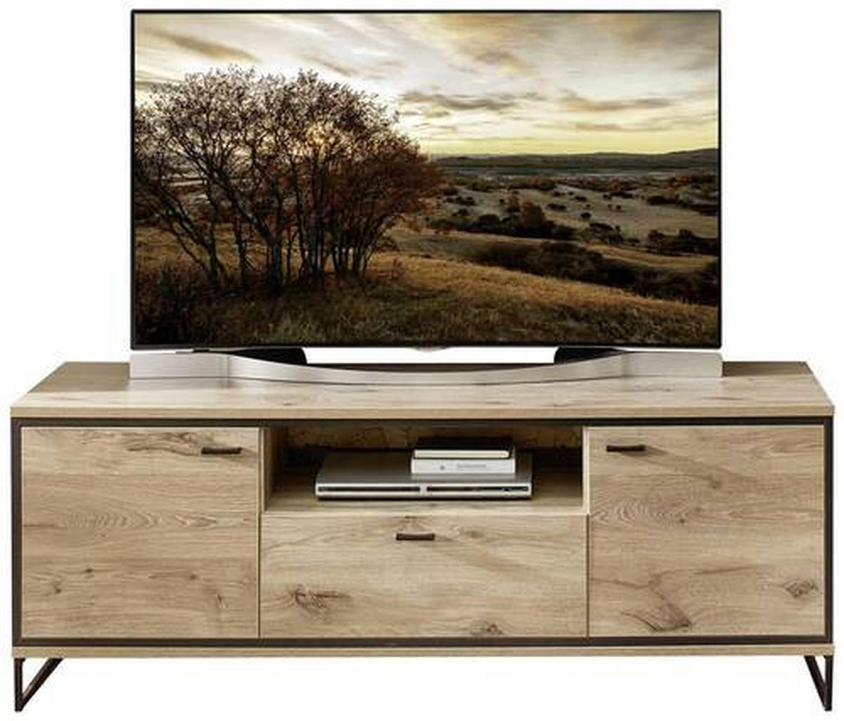 TV-ELEMENT - Eichefarben/Schwarz, KONVENTIONELL, Holzwerkstoff/Metall (160/61/49cm) - Livetastic