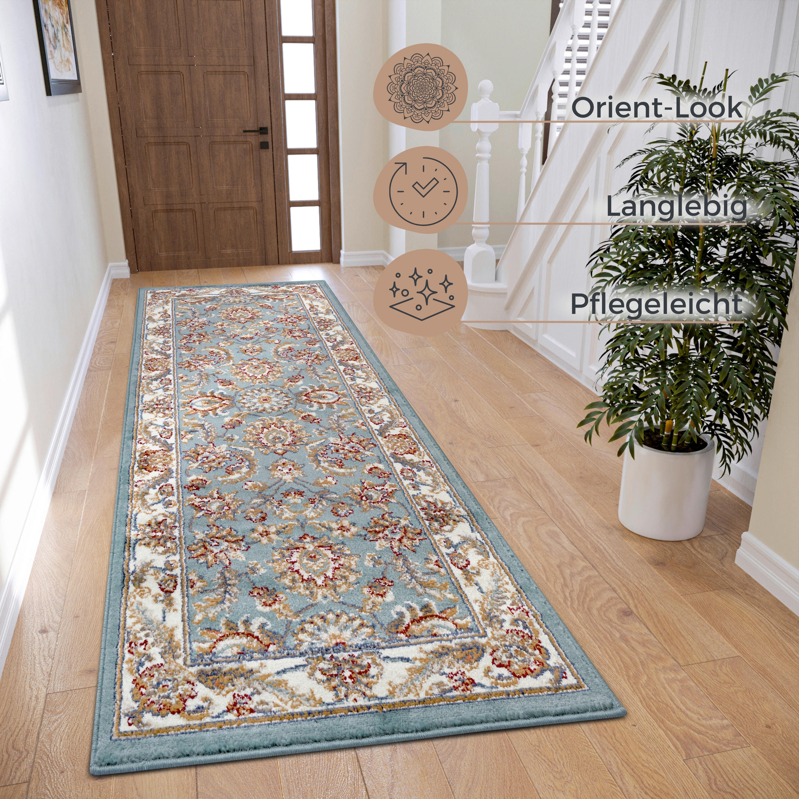 LÄUFER 80/240 cm Luxor  - Creme/Mintgrün, Design, Kunststoff/Textil (80/240cm)