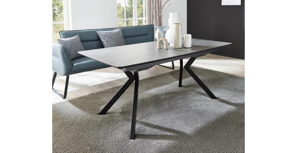 ESSTISCH 180/90/76 cm Metall, Kunststoff Schwarz, Dunkelgrau  - Dunkelgrau/Schwarz, Design, Kunststoff/Metall (180/90/76cm) - Dieter Knoll