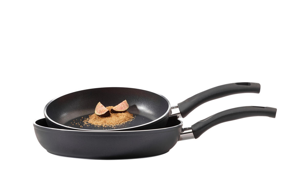 PFANNENSET Versilia Aluminium 2-teilig  - Schwarz, Basics, Metall - Ballarini