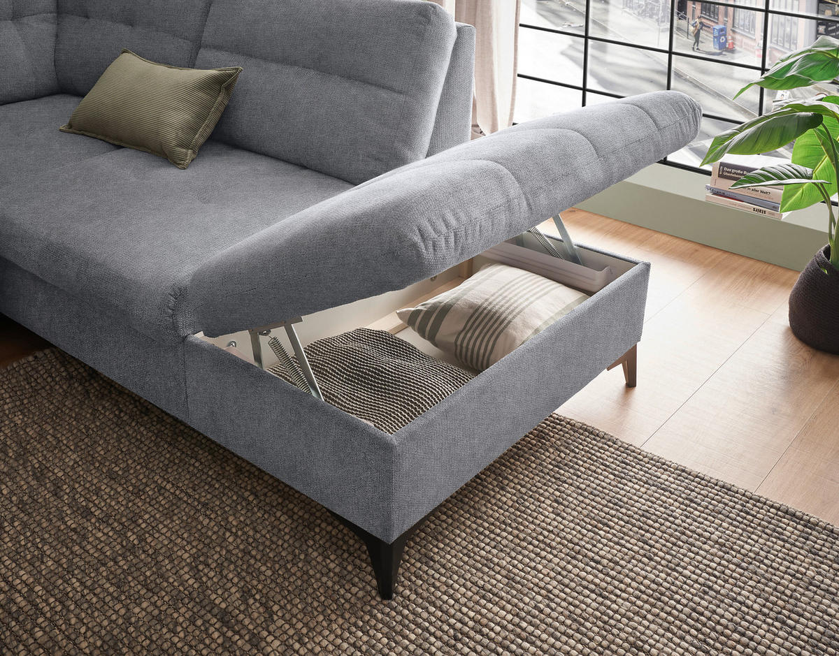 WOHNLANDSCHAFT Grau Webstoff  - Schwarz/Grau, KONVENTIONELL, Kunststoff/Textil (170/324/218cm) - Carryhome