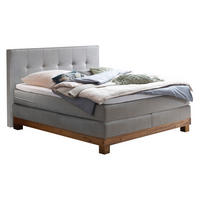 BOXSPRINGBETT 180/200 cm  in Grau, Eichefarben  - Eichefarben/Grau, KONVENTIONELL, Holz/Textil (180/200cm) - Hasena