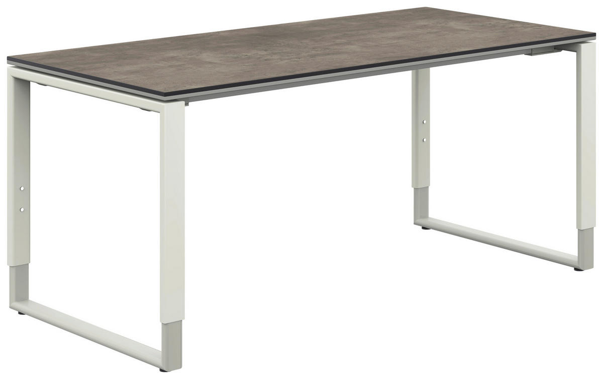 SCHREIBTISCH 160/80/68-82 cm  in Graphitfarben, Weiß  - Graphitfarben/Weiß, Design, Holzwerkstoff/Metall (160/80/68-82cm) - Moderano