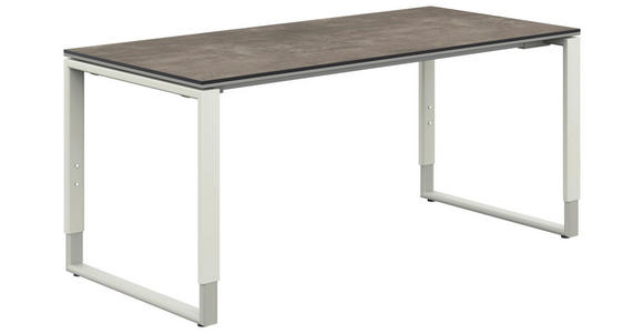SCHREIBTISCH 160/80/68-82 cm  in Graphitfarben, Weiß  - Graphitfarben/Weiß, Design, Holzwerkstoff/Metall (160/80/68-82cm) - Moderano
