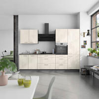 KÜCHENBLOCK Riva 300 cm  in Weiß, Schieferfarben  - Schieferfarben/Edelstahlfarben, MODERN, Holzwerkstoff/Metall (300cm) - Nobilia
