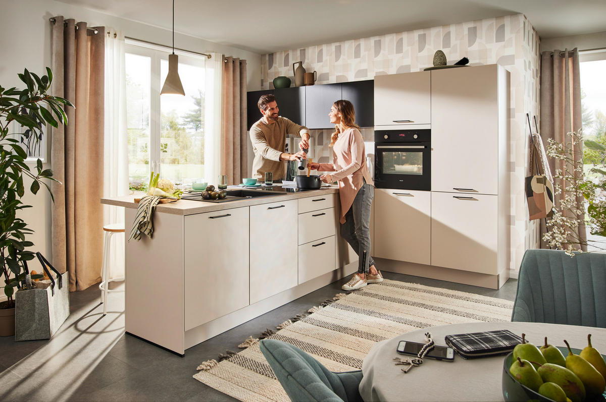 EINBAUKÜCHE TOP SOFT  - Kaschmir/Eichefarben, Design, Holzwerkstoff - Moderano